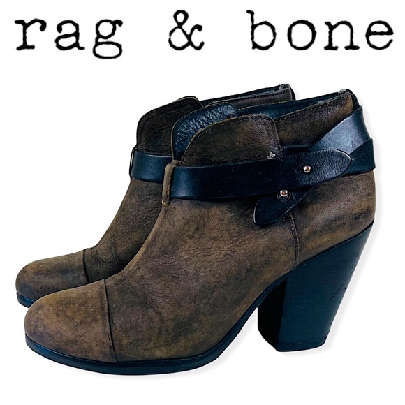 rag & bone Shoes - Rag and Bone harrow bootie western ankle boots brown distressed stacked heel 38